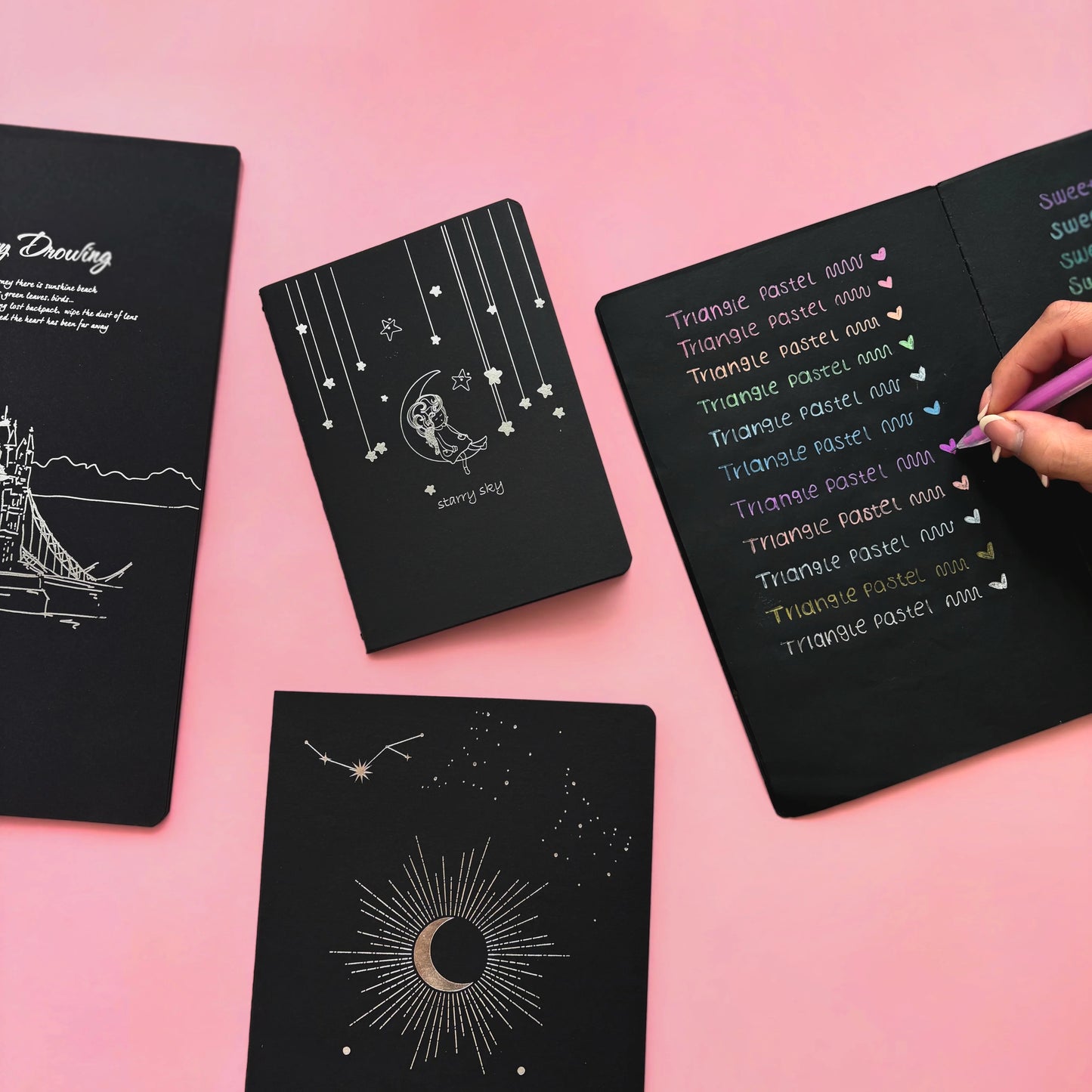 Libreta hoja negra (chica, med, grande)