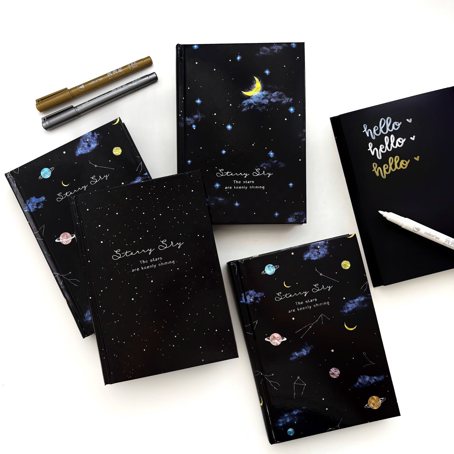 Libreta hojas negras “estrellas”