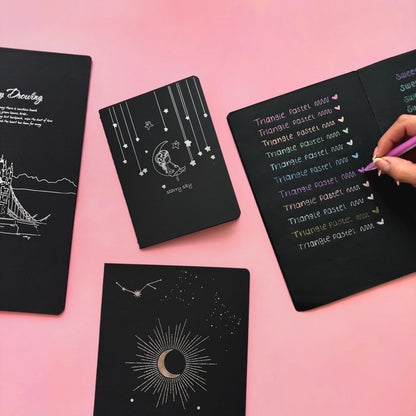 Libreta hoja negra (chica, med, grande)