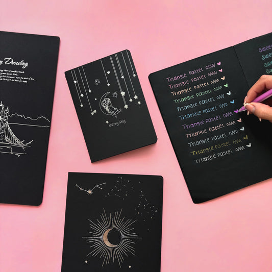 Libreta hoja negra (chica, med, grande)