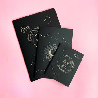 Libreta hoja negra (chica, med, grande)