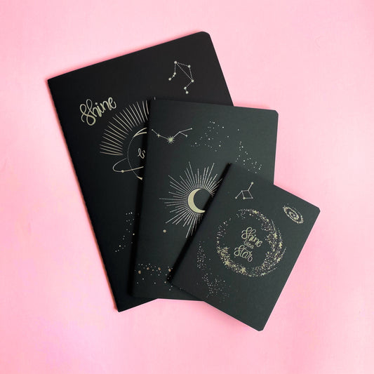 Libreta hoja negra (chica, med, grande)