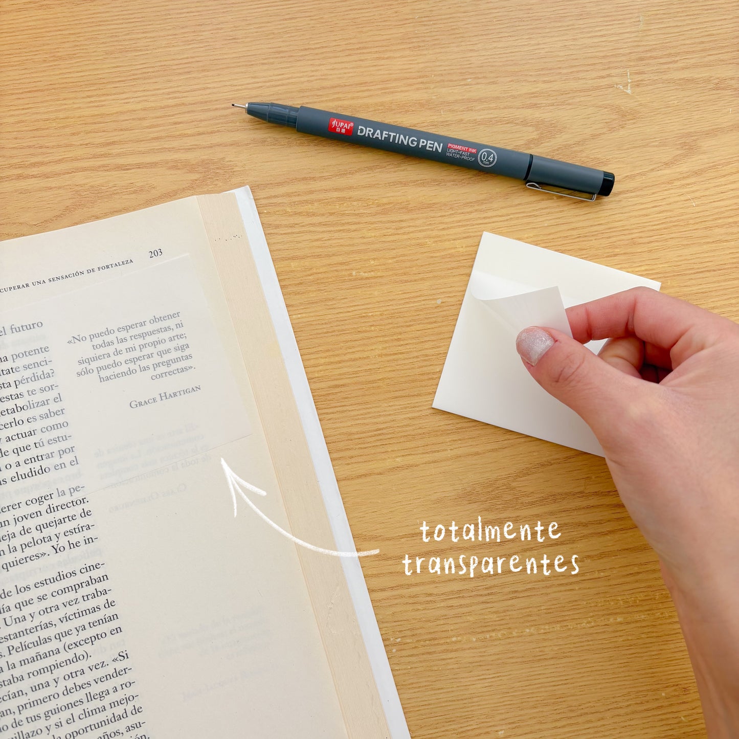 Post it transparente con adhesivo
